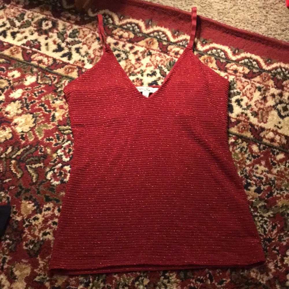 NWOT Express v neck shimmering red tank